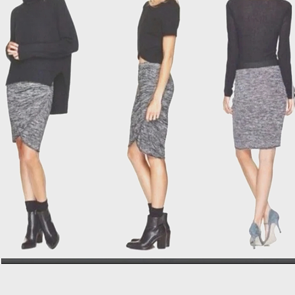 Aritzia Wilfred Free light gray tulip bodycon Midi skirt stretch ruched